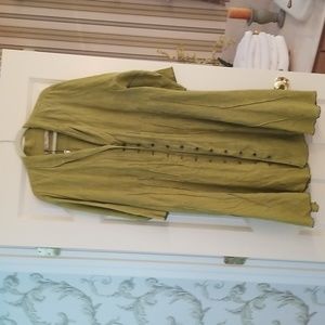 Dress with buttons down the front and a tie in the back to draw in waist!